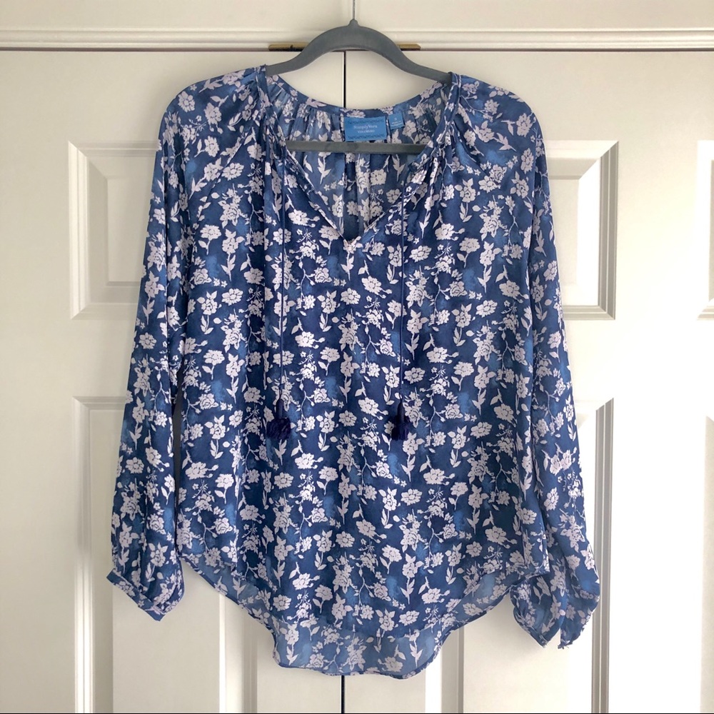 Simply Vera Wang Floral Print Tassel Blous…